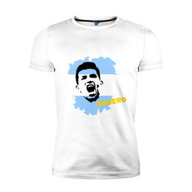 Мужская футболка премиум с принтом Серхио Агуэро (Sergio Aguero) в Тюмени, 92% хлопок, 8% лайкра | приталенный силуэт, круглый вырез ворота, длина до линии бедра, короткий рукав | мяч | спорт | футбол