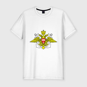 Мужская футболка премиум с принтом ВМФ России в Тюмени, 92% хлопок, 8% лайкра | приталенный силуэт, круглый вырез ворота, длина до линии бедра, короткий рукав | вмф | герб | двуглавый | корона | орел | россия | щит | эмблема | якорь