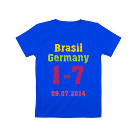 Детская футболка хлопок с принтом Бразилия - Германия в Тюмени, 100% хлопок | круглый вырез горловины, полуприлегающий силуэт, длина до линии бедер | 