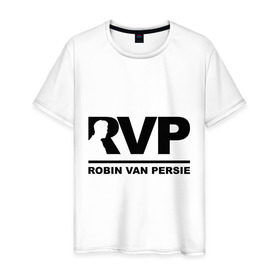 Мужская футболка хлопок с принтом Робин Ван Перси (Robin Van Persie) в Тюмени, 100% хлопок | прямой крой, круглый вырез горловины, длина до линии бедер, слегка спущенное плечо. | 