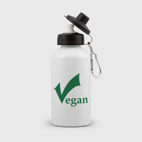 Бутылка спортивная с принтом Vegan в Тюмени, металл | емкость — 500 мл, в комплекте две пластиковые крышки и карабин для крепления | vegan | vegetarian | веган | вегетарианец