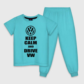 Детская пижама хлопок с принтом Keep calm and drive vw в Тюмени, 100% хлопок |  брюки и футболка прямого кроя, без карманов, на брюках мягкая резинка на поясе и по низу штанин
 | calm | drive | keep | volkswagen | веди | води | вольксваген | оставайся | сохраняй | спокойствие