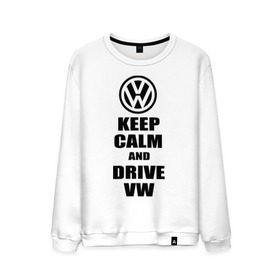 Мужской свитшот хлопок с принтом Keep calm and drive vw в Тюмени, 100% хлопок |  | calm | drive | keep | volkswagen | веди | води | вольксваген | оставайся | сохраняй | спокойствие