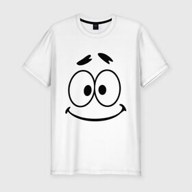 Мужская футболка премиум с принтом Очень милый смайл в Тюмени, 92% хлопок, 8% лайкра | приталенный силуэт, круглый вырез ворота, длина до линии бедра, короткий рукав | глаза | лицо | милый | очень | смайл | улыбка