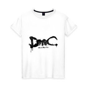 Женская футболка хлопок с принтом Эмблема Devil May Cry в Тюмени, 100% хлопок | прямой крой, круглый вырез горловины, длина до линии бедер, слегка спущенное плечо | dmc | данте