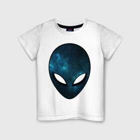 Детская футболка хлопок с принтом Инопланетный разум в Тюмени, 100% хлопок | круглый вырез горловины, полуприлегающий силуэт, длина до линии бедер | Тематика изображения на принте: астронавт | галактика | голова | звезды | инопланетянин | космос | пришелец