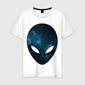 Мужская футболка хлопок с принтом Инопланетный разум в Тюмени, 100% хлопок | прямой крой, круглый вырез горловины, длина до линии бедер, слегка спущенное плечо. | астронавт | галактика | голова | звезды | инопланетянин | космос | пришелец