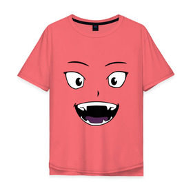 Мужская футболка хлопок Oversize с принтом Лицо вампира в стиле аниме в Тюмени, 100% хлопок | свободный крой, круглый ворот, “спинка” длиннее передней части | вампир | глаза | зубы | клыки | лицо | монстр | носферату | смайл