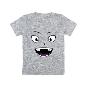 Детская футболка хлопок с принтом Лицо вампира в стиле аниме в Тюмени, 100% хлопок | круглый вырез горловины, полуприлегающий силуэт, длина до линии бедер | вампир | глаза | зубы | клыки | лицо | монстр | носферату | смайл