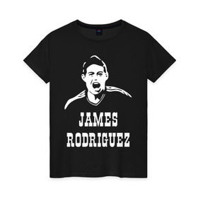 Женская футболка хлопок с принтом James Rodriguez в Тюмени, 100% хлопок | прямой крой, круглый вырез горловины, длина до линии бедер, слегка спущенное плечо | columbia | football | james | rodriguez | колумбия | родригес | футбол | хамес