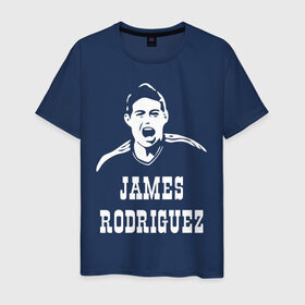 Мужская футболка хлопок с принтом James Rodriguez в Тюмени, 100% хлопок | прямой крой, круглый вырез горловины, длина до линии бедер, слегка спущенное плечо. | Тематика изображения на принте: columbia | football | james | rodriguez | колумбия | родригес | футбол | хамес