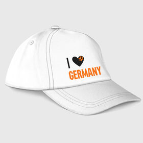 Бейсболка с принтом I love Germany в Тюмени, 100% хлопок | классический козырек, металлическая застежка-регулятор размера | Тематика изображения на принте: deutsch | football | germany | heart | love | германия | люблю | мяч | сердце | футбол