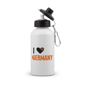 Бутылка спортивная с принтом I love Germany в Тюмени, металл | емкость — 500 мл, в комплекте две пластиковые крышки и карабин для крепления | deutsch | football | germany | heart | love | германия | люблю | мяч | сердце | футбол