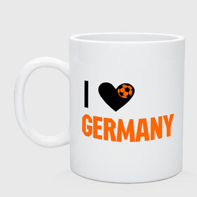 Кружка с принтом I love Germany в Тюмени, керамика | объем — 330 мл, диаметр — 80 мм. Принт наносится на бока кружки, можно сделать два разных изображения | deutsch | football | germany | heart | love | германия | люблю | мяч | сердце | футбол
