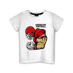 Детская футболка хлопок с принтом Американский футбол в Тюмени, 100% хлопок | круглый вырез горловины, полуприлегающий силуэт, длина до линии бедер | регби