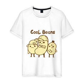Мужская футболка хлопок с принтом Крутые Бобы в Тюмени, 100% хлопок | прямой крой, круглый вырез горловины, длина до линии бедер, слегка спущенное плечо. | боб | бобы | еда | кепка