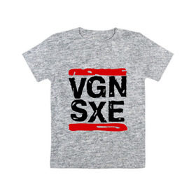 Детская футболка хлопок с принтом Vegan sXe в Тюмени, 100% хлопок | круглый вырез горловины, полуприлегающий силуэт, длина до линии бедер | Тематика изображения на принте: vegan | вегетарианец | еда
