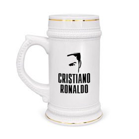 Кружка пивная с принтом Cristiano Ronaldo 7 в Тюмени,  керамика (Материал выдерживает высокую температуру, стоит избегать резкого перепада температур) |  объем 630 мл | cristiano ronaldo | мяч | спорт | футбол