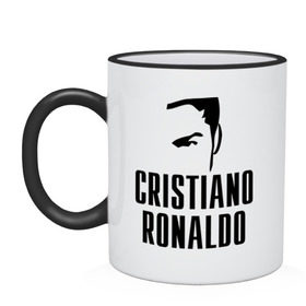 Кружка двухцветная с принтом Cristiano Ronaldo 7 в Тюмени, керамика | объем — 330 мл, диаметр — 80 мм. Цветная ручка и кайма сверху, в некоторых цветах — вся внутренняя часть | cristiano ronaldo | мяч | спорт | футбол
