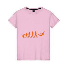 Женская футболка хлопок с принтом Van Persie evolution в Тюмени, 100% хлопок | прямой крой, круглый вырез горловины, длина до линии бедер, слегка спущенное плечо | Тематика изображения на принте: мяч | спорт | футбол | эволюция