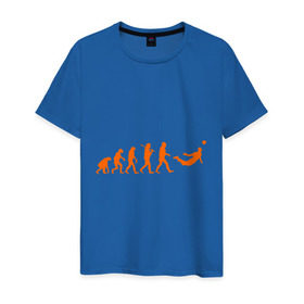 Мужская футболка хлопок с принтом Van Persie evolution в Тюмени, 100% хлопок | прямой крой, круглый вырез горловины, длина до линии бедер, слегка спущенное плечо. | Тематика изображения на принте: мяч | спорт | футбол | эволюция