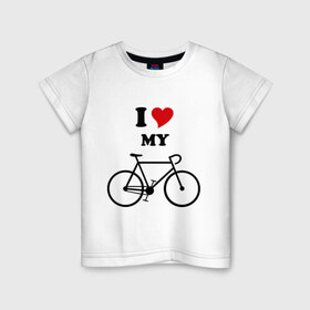 Детская футболка хлопок с принтом Я люблю велосипед в Тюмени, 100% хлопок | круглый вырез горловины, полуприлегающий силуэт, длина до линии бедер | велик | велосипед | девушка | сердечко | я