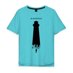 Мужская футболка хлопок Oversize с принтом Биошок маяк в Тюмени, 100% хлопок | свободный крой, круглый ворот, “спинка” длиннее передней части | bioshock | burial at sea | биошок | большой папочка | букер | сестренки | элизабет