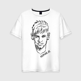 Женская футболка хлопок Oversize с принтом Neymar Jr в Тюмени, 100% хлопок | свободный крой, круглый ворот, спущенный рукав, длина до линии бедер
 | 