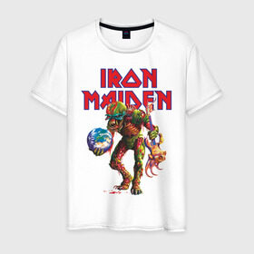 Мужская футболка хлопок с принтом Iron Maiden в Тюмени, 100% хлопок | прямой крой, круглый вырез горловины, длина до линии бедер, слегка спущенное плечо. | iron maiden