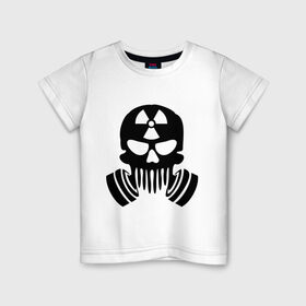 Детская футболка хлопок с принтом Радиация в Тюмени, 100% хлопок | круглый вырез горловины, полуприлегающий силуэт, длина до линии бедер | Тематика изображения на принте: противогаз | радиация | респиратор | череп