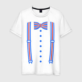 Мужская футболка хлопок с принтом Галстук бабочка британский флаг в Тюмени, 100% хлопок | прямой крой, круглый вырез горловины, длина до линии бедер, слегка спущенное плечо. | бабочка