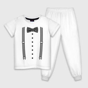 Детская пижама хлопок с принтом Галстук бабочка в полоску в Тюмени, 100% хлопок |  брюки и футболка прямого кроя, без карманов, на брюках мягкая резинка на поясе и по низу штанин
 | бабочка