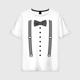 Женская футболка хлопок Oversize с принтом Галстук бабочка в полоску в Тюмени, 100% хлопок | свободный крой, круглый ворот, спущенный рукав, длина до линии бедер
 | бабочка