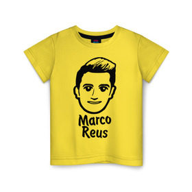 Детская футболка хлопок с принтом Reus в Тюмени, 100% хлопок | круглый вырез горловины, полуприлегающий силуэт, длина до линии бедер | германия | голова | лицо | марко | ройс | футбол