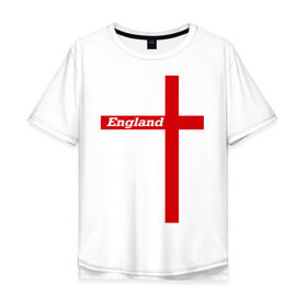 Мужская футболка хлопок Oversize с принтом Сборная Англии в Тюмени, 100% хлопок | свободный крой, круглый ворот, “спинка” длиннее передней части | england | англия | сборная | флаг | футбол