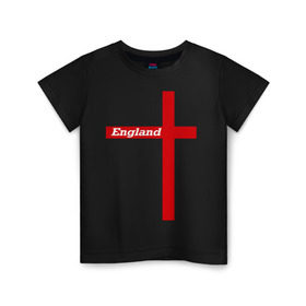Детская футболка хлопок с принтом Сборная Англии в Тюмени, 100% хлопок | круглый вырез горловины, полуприлегающий силуэт, длина до линии бедер | Тематика изображения на принте: england | англия | сборная | флаг | футбол