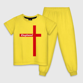 Детская пижама хлопок с принтом Сборная Англии в Тюмени, 100% хлопок |  брюки и футболка прямого кроя, без карманов, на брюках мягкая резинка на поясе и по низу штанин
 | england | англия | сборная | флаг | футбол