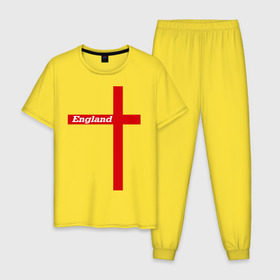Мужская пижама хлопок с принтом Сборная Англии в Тюмени, 100% хлопок | брюки и футболка прямого кроя, без карманов, на брюках мягкая резинка на поясе и по низу штанин
 | england | англия | сборная | флаг | футбол