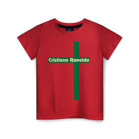 Детская футболка хлопок с принтом Cristiano Ronaldo в Тюмени, 100% хлопок | круглый вырез горловины, полуприлегающий силуэт, длина до линии бедер | cristiano | ronaldo | криштиану | мадрид | реал | роналду | сборная | флаг | футбол