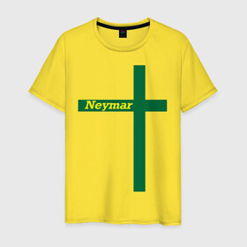 Мужская футболка хлопок с принтом Neymar в Тюмени, 100% хлопок | прямой крой, круглый вырез горловины, длина до линии бедер, слегка спущенное плечо. | бразилия | неймар