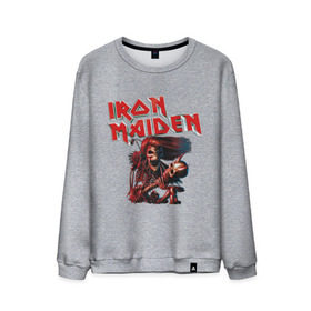 Мужской свитшот хлопок с принтом Iron Maiden в Тюмени, 100% хлопок |  | гитара | скелет