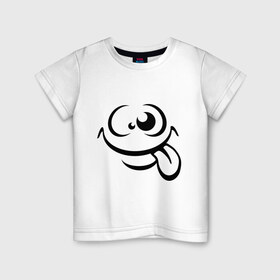 Детская футболка хлопок с принтом Смайл рожица в Тюмени, 100% хлопок | круглый вырез горловины, полуприлегающий силуэт, длина до линии бедер | 
