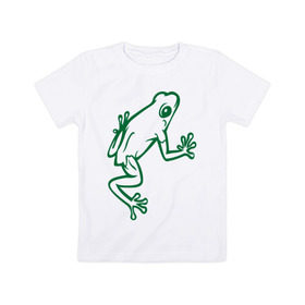 Детская футболка хлопок с принтом Лягушка в Тюмени, 100% хлопок | круглый вырез горловины, полуприлегающий силуэт, длина до линии бедер | жаба | лягушка