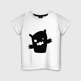 Детская футболка хлопок с принтом Маленький монстрик в Тюмени, 100% хлопок | круглый вырез горловины, полуприлегающий силуэт, длина до линии бедер | Тематика изображения на принте: 