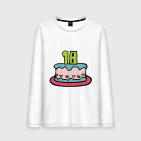 Мужской лонгслив хлопок с принтом Восемнадцатилетие в Тюмени, 100% хлопок |  | Тематика изображения на принте: happy birthday | восемнадцатилетие | день рождения | подарки. торт | праздники | хэппи бездэй