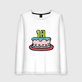 Женский лонгслив хлопок с принтом Восемнадцатилетие в Тюмени, 100% хлопок |  | Тематика изображения на принте: happy birthday | восемнадцатилетие | день рождения | подарки. торт | праздники | хэппи бездэй