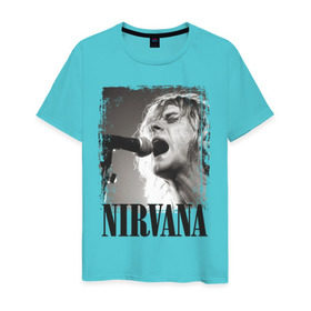 Мужская футболка хлопок с принтом Nirvana в Тюмени, 100% хлопок | прямой крой, круглый вырез горловины, длина до линии бедер, слегка спущенное плечо. | cobain | kurt | кобейн | курт | нирвана