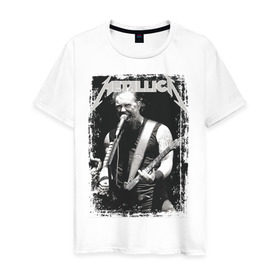 Мужская футболка хлопок с принтом Metallica в Тюмени, 100% хлопок | прямой крой, круглый вырез горловины, длина до линии бедер, слегка спущенное плечо. | metallica | металлика