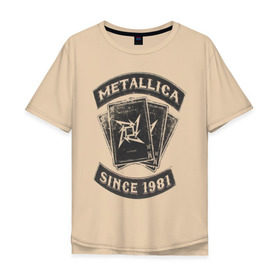 Мужская футболка хлопок Oversize с принтом Metallica в Тюмени, 100% хлопок | свободный крой, круглый ворот, “спинка” длиннее передней части | Тематика изображения на принте: металлика