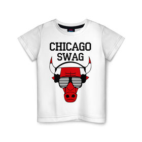 Детская футболка хлопок с принтом Chicago swag в Тюмени, 100% хлопок | круглый вырез горловины, полуприлегающий силуэт, длина до линии бедер | 